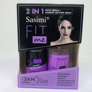 S-12123 Sasimi Fit me 2 in 1ซาเซมิ เมคอัพ เซตติ้ง สเปรย์ ใช้ฉีดหลังแต่งหน้า+และซาเซมิ เฟซเซรั่ม มอยเจอร์ไรซิ่ง 50ml+30ml