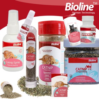 Bioline CATNIP ผงแคทนิป/สเปรย์แคทนิป/แท่งมาทาทาบิ สมุนไพรจากธรรมชาติ 100% ของเล่นแมว ช่วยให้แมวรู้สึกผ่อนคลายอารมณ์