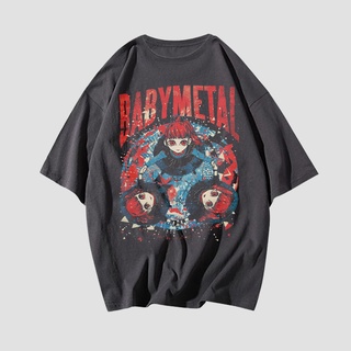 เสื้อยืดผ้าฝ้ายพิมพ์ลายขายดี Babymetal เสื้อยืด สไตล์วินเทจ โอเวอร์ไซซ์