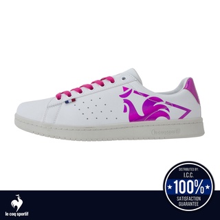 le coq sportif รองเท้าผู้หญิง รุ่น LA ROLAND SL BL สีขาว-ชมพู (รองเท้าผ้าใบสีขาว, รองเท้าแฟชั่น, แบบผูกเชือก, Unisex)