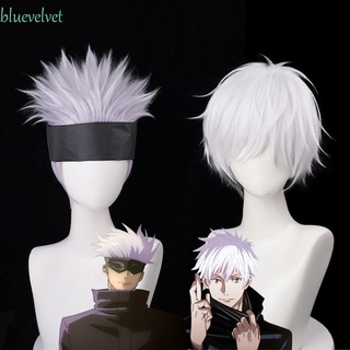 Bluevelvet วิกผมสั้น คอสเพลย์ อะนิเมะ Jujutsu Satoru Gojo Layered Kaisen สีเทา สําหรับผู้ชาย