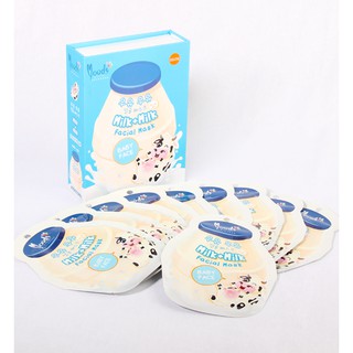 MOODS MILK+MILK FACIAL MASK BABY FACE - ​มาส์คนมเกาหลี ​สูตรนม สำหรับผิวแห้งมาก 1 กล่อง มี 10 ซอง