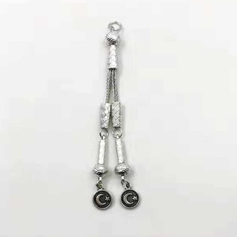 พู่ เครื่องประดับโลหะ Tasbih พู่ดาวและดวงจันทร์