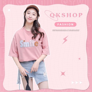 QKshop 🌵🔥 รุ่นนี้คือดีเสื้อยืดปักลายข้อความอักษรภาษาอังกฤษแขนสั้นคอกลม น่ารักมากสาวคนไหนยังไม่มีติดตู้ต้องห้ามพลาดเลยนะ✨