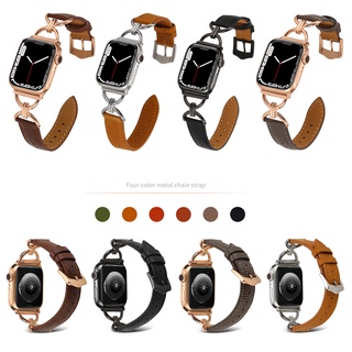 สายนาฬิกาข้อมือ สายหนังวัวแท้ ขนาด 45 มม. สําหรับ Apple Watch Series 8 7 SE 6 5 4 3 2 1 Band Correa iWach 38 40 41 42 44