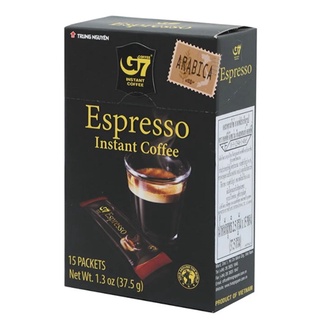 G7 Espresso Instant Coffee 12.5g.15 sachets 37.5g.จีเซเว่น กาแฟ 3 in 1 เอสเพรสโซ่ 2.5ก.15 ซอง  อาหาร เครื่องดื่ม