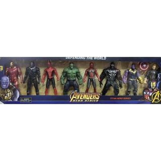 พร้อมส่ง โมเดลซุปเปอร์ฮีโร่ AVENGER 8 ตัว ไอรอนแมน ฮัค สไปร์เดอร์แมน ทานอส กัปตันอเมริกา และแบล็กแพนเทอร์ ขนาด 76x23 cm