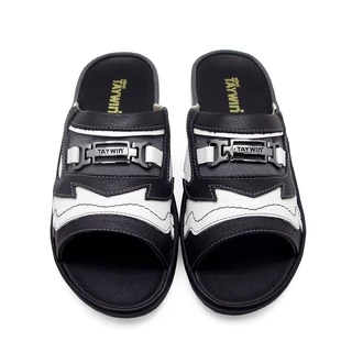 TAYWINแท้ เทวินทร์แท้ รองเท้าแตะพื้นหนา SKF-27 Size39-47 หนังปั่นนิ่มสีดำ-ปั่นนิ่มสีขาว-กลับเทาสีอ่อน