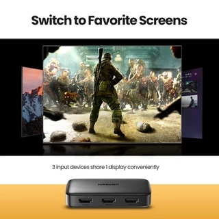 Ugreen HDMI Switch 3 in 1 Out 4K HDMI Switcher Splitter with Remote Control Support 4K 30Hz 3D HD 1080P รุ่น 80125