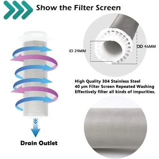 กรองน้ำ Pre-Filter Water ไส้กรองสแตนเลส 1/2นิ้ว พร้อมอุปกรณ์ ระบบกรองน้ำ ไม่ใช้ไฟฟ้า ในครัว C37