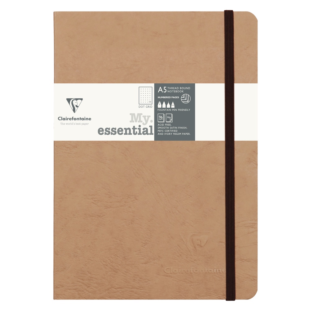 Clairefontaine สมุดพกพา "Life.Unplugged." Age Bag รุ่น My.Essential ลาย dot grid ปกสี tobacco A5 79343C