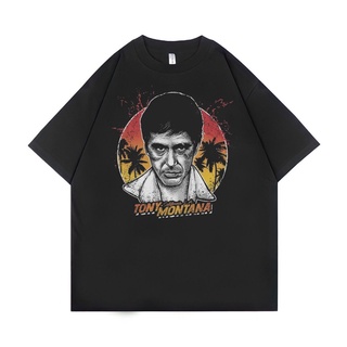 เสื้อยืด ขนาดใหญ่ พิมพ์ลาย Psycho Crucify Tony Montana | สีดํา | เสื้อยืด ขนาดใหญ่ | สไตล์วินเทจ | เสื้อท็อปสามารถปรับแต