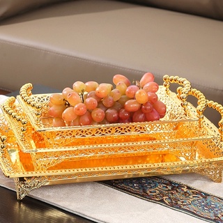 Metal Golden Fruit Tray Holder Vanity Tray for Kitchen Bathroom Decoration