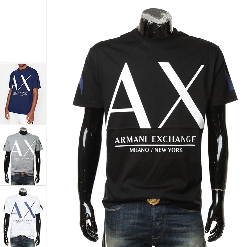 เสื้อยืดแขนสั้น คอกลม พิมพ์ลายโลโก้ AX แฟชั่นสําหรับผู้ชาย และผู้หญิง
