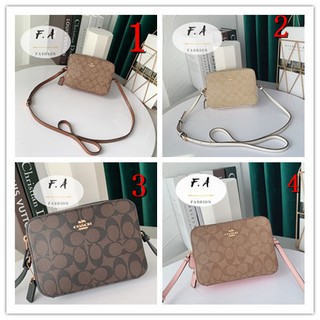 F.A（ของแท้100％）COACH 91677 กระเป๋ากล้อง คลาสสิกรูปแบบCพิมพ์/ป่าของผู้หญิงกระเป๋า  นางสาวกระเป๋าสะพาย