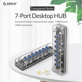 ORICO F7U-U3 7 ports USB3.0 Transparent HUB Clear โอริโก้ ยูเอสบีฮับ เพิ่มพอร์ต 7พอร์ต