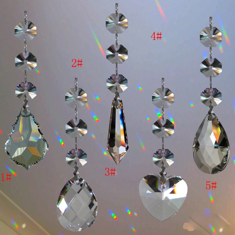 ตกแต่งสวน 2 ชิ้น Suncatcher แขวนคริสตัล Feng Shui Rainbow Prism ประกายคริสต์มาสปัจจุบัน