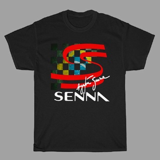 เสื้อยืดผ้าฝ้ายพิมพ์ลายขายดี เสื้อยืด พิมพ์ลาย Ayrton Senna สีดํา แฟชั่นฤดูร้อน สไตล์สปอร์ต สําหรับผู้ชาย