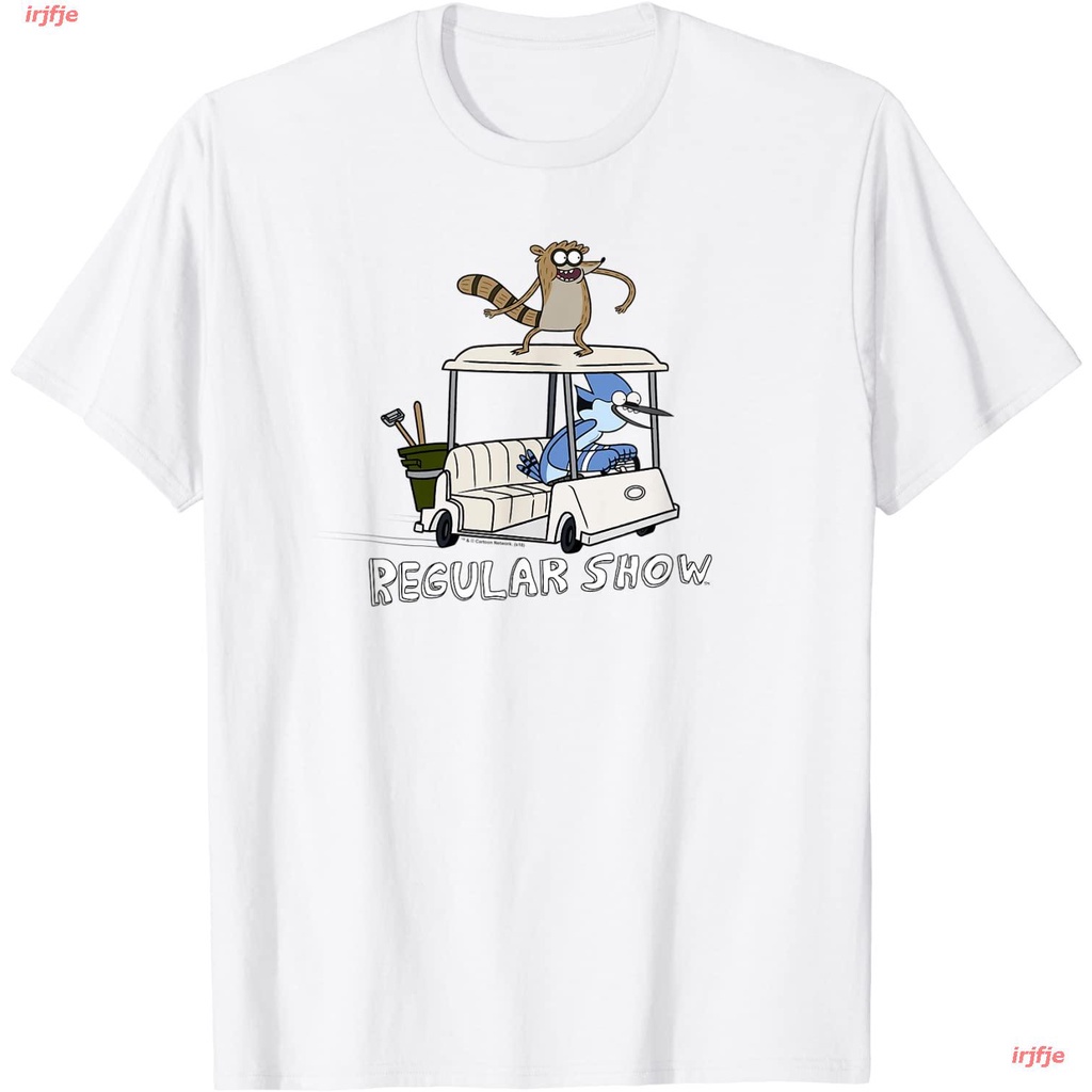 Regular Show Mordecai And Rigby Golf Cart T-Shirt เสื้อยืด ดพิมพ์ลาย ดผ้าเด้ง คอกลม cotton แฟชั่น sa