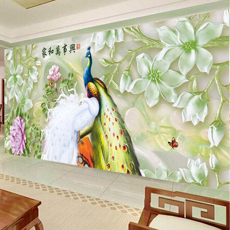 QIANZEHUI,DIY Embroidery,Round Diamond Home and all thing peacock Full 5D Diamond painting cross stitch,needlework