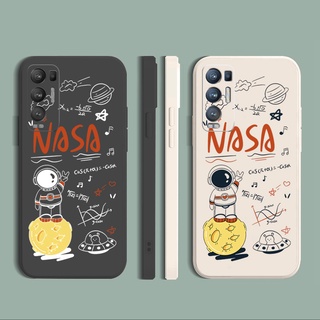 for OPPO Reno6 Z 5G Reno 5 Pro 4 4G 3 Reno2 Z F Fashion Space Man NASA Square Straight Edge Soft Silicone Cover Duable Phone Case