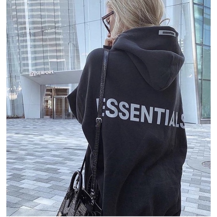 เสื้อกันหนาว ฮู้ด essentials reflex เสื้อหนาว ฮิปฮอป  ฟ้อนหลังมีรีเฟล็ก สะท้อนแสงแฟลช ด้านหน้าโล่ง