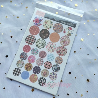 สติ๊กเกอร์วินเทจ สติ๊กเกอร์วงกลม สี่เหลี่ยม คละลาย Deco Vintage Sticker (004)