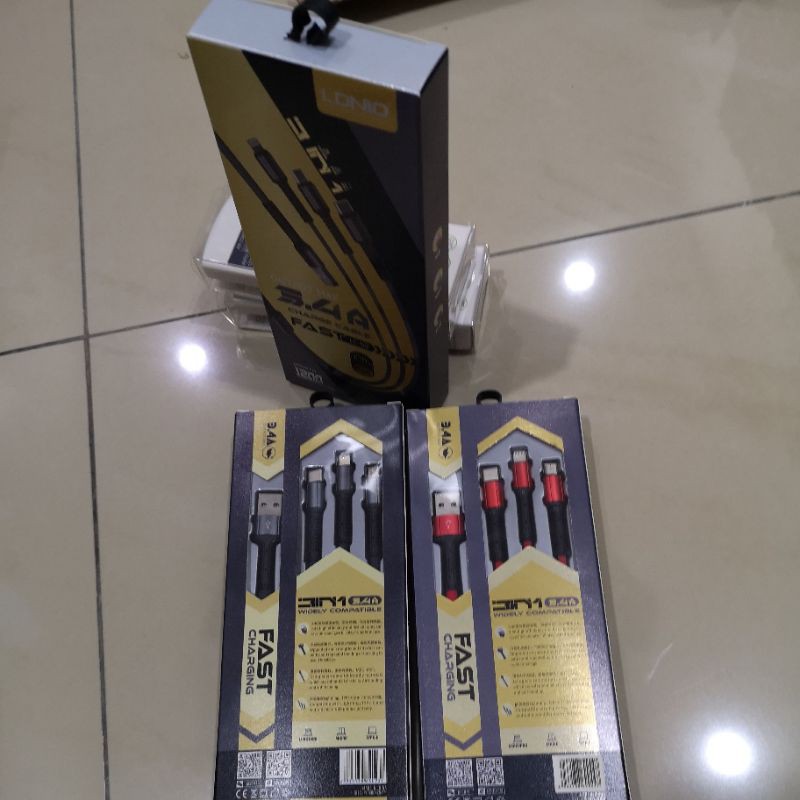 สาย USB 3IN1 LDNIO 3.4A FAST 1200mm
