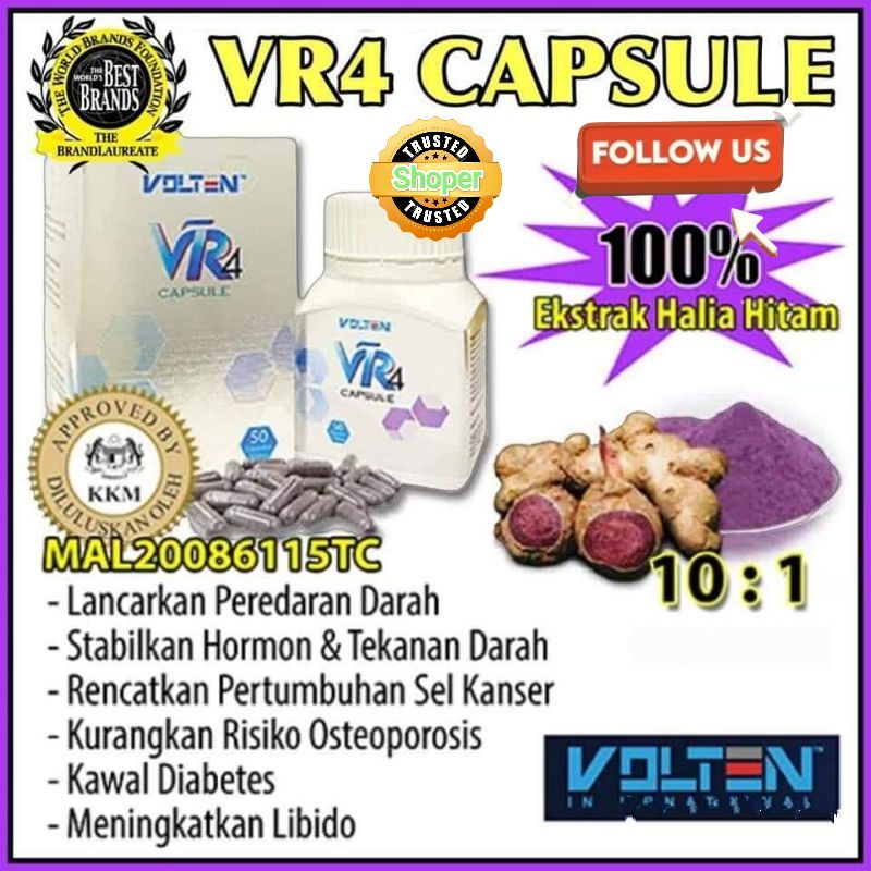 Volten VR4 Capsule Black Ginger / Kapsul Halia Hitam (50 แคปซูล/ขวด)