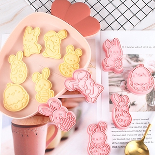 6Pcs/set Easter Rabbit Egg Cookie Cutters Biscuit Press Mold DIY Baking Tools