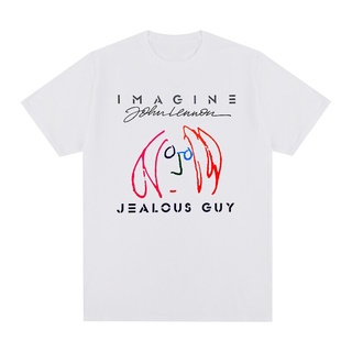 เสื้อยืดลําลอง แขนสั้น คอกลม ลาย John Lennon Vintage 1980 สีขาว สําหรับผู้ชาย คู่รัก