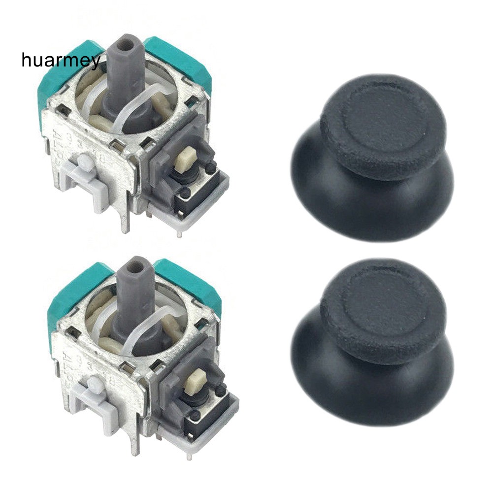 hu 2 ชิ้นปุ่มกดหัวแม่มือจอยสติ๊กแบบเปลี่ยนสําหรับ ps 4 controller