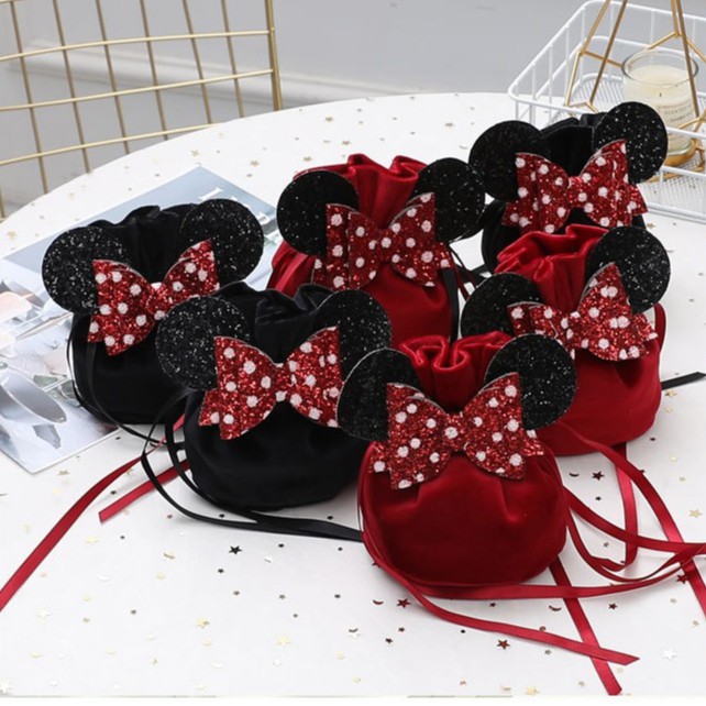 PK (พร้อมส่ง) ถุงหูรูด ถุงกำมะหยี่ ใส่เครื่องสำอาง ใส่ของพกพา ราคาถูก