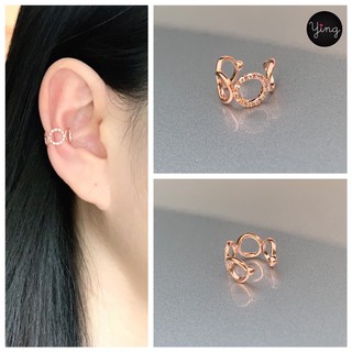 Ear Cuff 🌈 เพชรกลมสี Pink Gold สวยเก๋ สไตล์เกาหลี (1 ชิ้น)