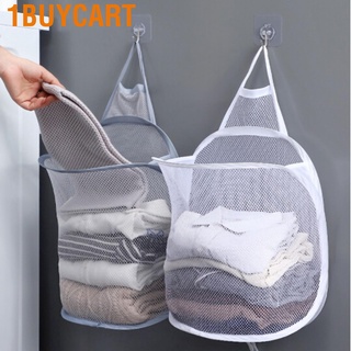 1buycart Collapsible Laundry Bag Foldable Hamper Large Basket Mesh Wall Mounted for Bathroom with Hook