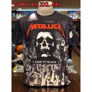 เสื้อ OVP (โอเวอร์ปริ้นท์) วง Metallica เมทัลลิก้า แขนสั้น ผ้าคอตตอนผสมโพลี พิมลายทั้งตัว