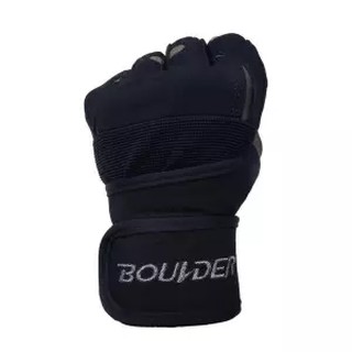 Boulderถุงมือฟิตเนส ถุงมือยกเวทFitness Glove Weight Lifting Gloves (สีดำ)