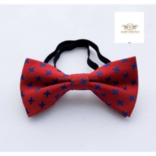 Red Bow tie หูกระต่ายสีแดงลายนำ้เงิน น่ารัก เหมาะใส่ช่วงคริสมาส