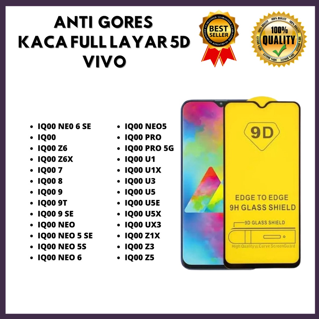 LAYAR TEMPERED GLASS 5D FULL SCREEN VIVO IQ00NE0 6SE-IQ00Z6-IQ00Z6X-IQ007-IQ008-IQ009-IQ009T-IQ00 9S