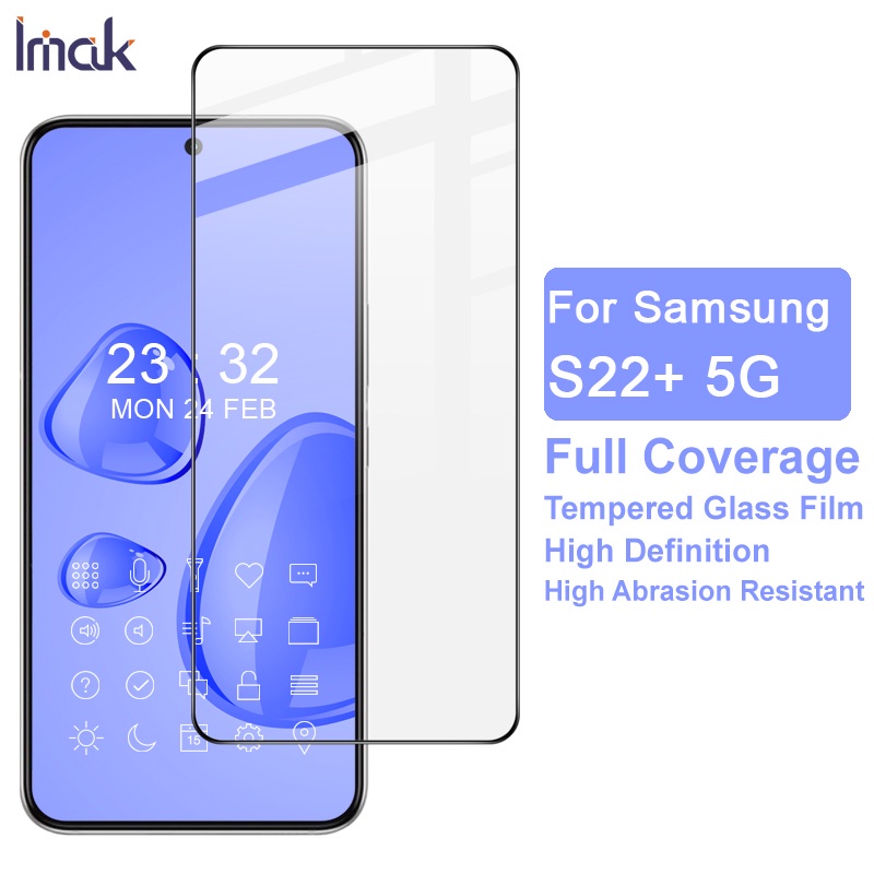 Imak สําหรับ Samsung Galaxy S22 / S22+ 5G กระจกนิรภัย Galaxy S22 Plus กาวฝาครอบฟิล์มป้องกันหน้าจอ