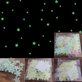 สติ๊กเกอร์ดาวเรืองแสง 3D เรืองแสงในที่มืดสําหรับติดตกแต่งผนังห้องนอน 100ชิ้น