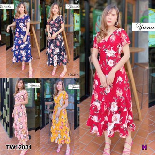 *12031👗MaxiDress เดรสลายดอก👗