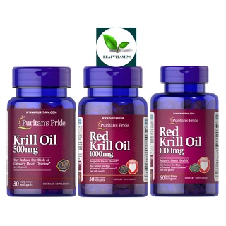 Puritans Pride Red Krill Oil 500 mg / 30 Softgels &amp; Red Krill Oil 1000 mg / 30, 60 Softgels