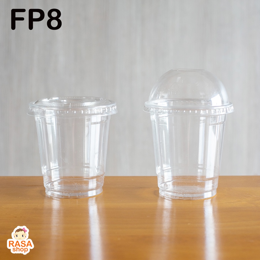 [FP8-0100] แก้วพลาสติก PET ขนาด 8oz รุ่น FP8 ปาก 78 มม. ทรงสตาร์บัคส์ บรรจุ 100 ใบ ตัวเลือกฝาด้านใน