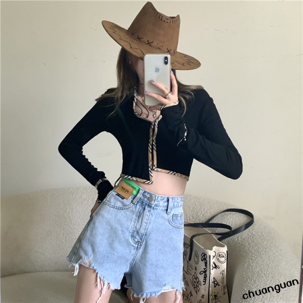 Korean Denim Shorts High Waist Ripped Raw Edge Denim Shorts Hot Pants ...