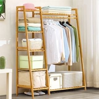 ราวแขวนผ้า ตู้แขวนผ้า ที่แขวนเสื้อ ตู้เสื้อผ้า โครงไม้ 110 ซม Coat rack Xliving