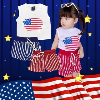 เสื้อแขนกุดเด็ก USA +กางเกงขาสั้น #เสื้อผ้าเด็ก #ชุดเด็ก