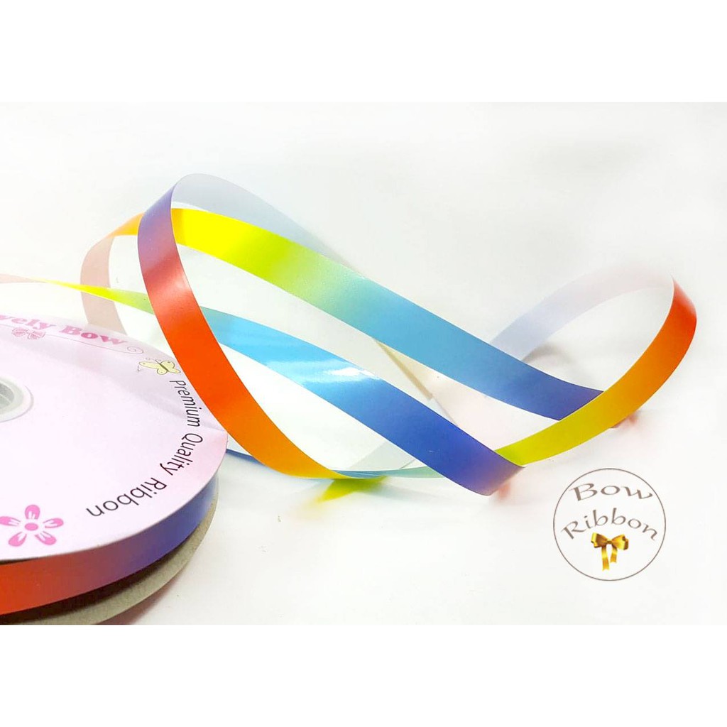 ริบบิ้นไฮกรอสสีรุ้ง เบอร์ 2 (12มิล) 100หลา