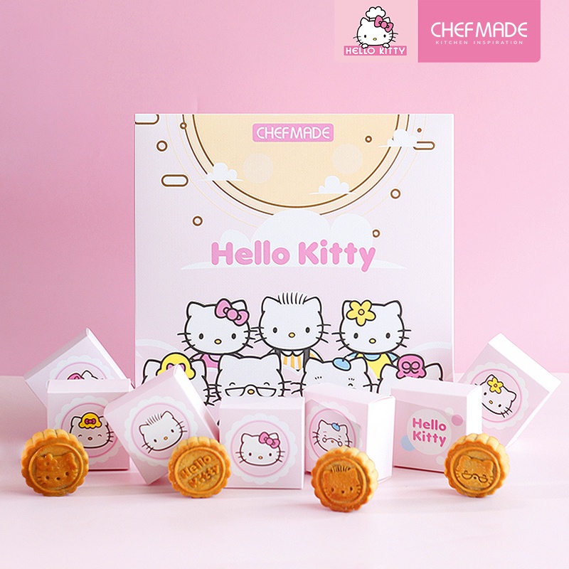 Chefmade กล่องกระดาษใส่ขนมไหว้พระจันทร์ คุกกี้ เค้ก ลาย Hello Kitty ขนาดเล็ก 8 ชิ้น KT7081