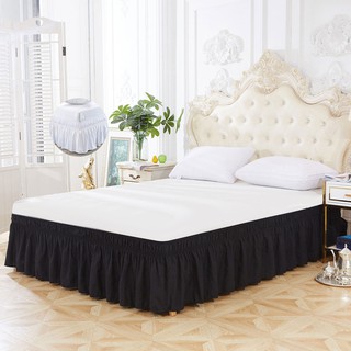 Bedroom Hotel Bed Skirt White / Gray Bedcloths No Stretch Easy To Use Easy To Remove Bed Skirt